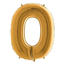 Кулька-цифра НУЛЬ 100 см (40‘’) золота
