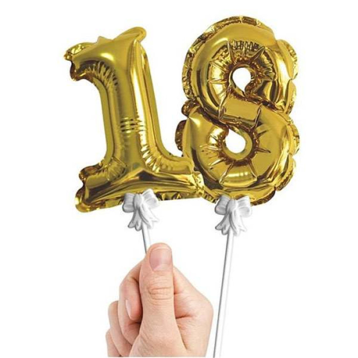 Кулька-цифра НУЛЬ 15 см (7’’) для торта, золота