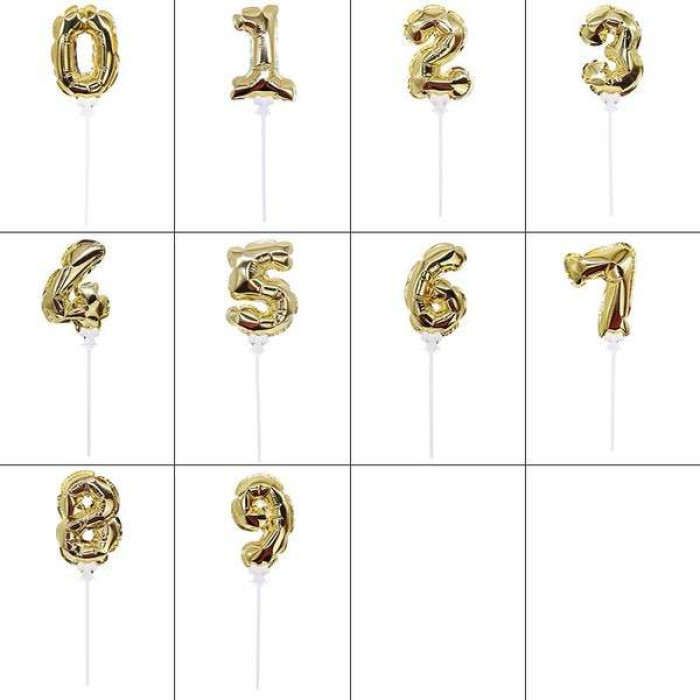 Кулька-цифра НУЛЬ 15 см (7’’) для торта, золота